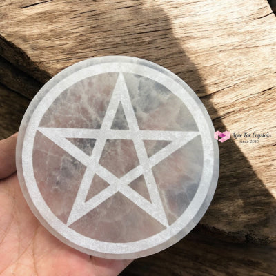 Selenite 10cm Pentagram Charger with stand (Peru) Pre-coded activated 10cm Selenite