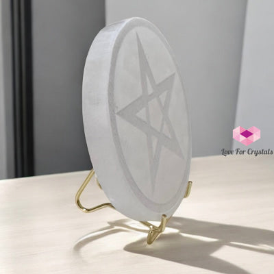 Selenite 10cm Pentagram Charger with stand (Peru) Pre-coded activated 10cm Selenite