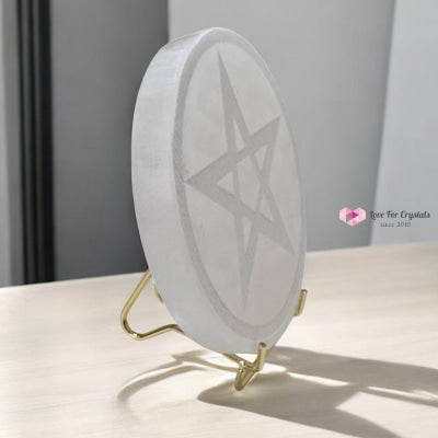 Selenite 10cm Pentagram Charger with stand (Peru) Pre-coded activated 10cm Selenite