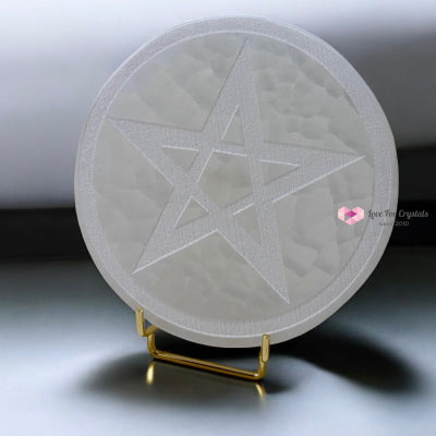 Selenite 10cm Pentagram Charger with stand (Peru) Pre-coded activated 10cm Selenite