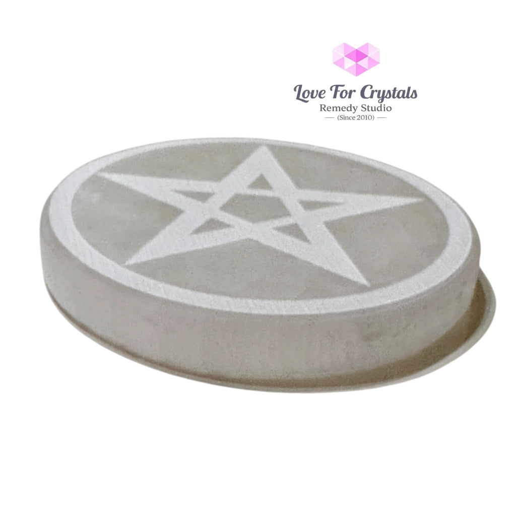 Selenite 10cm Pentagram Charger with stand (Peru) Pre-coded activated 10cm Selenite