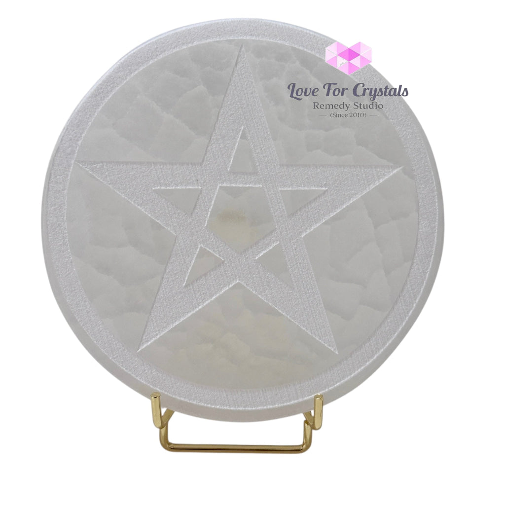 Selenite 10cm Pentagram Charger with stand (Peru) Pre-coded activated 10cm Selenite
