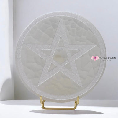 Selenite 10cm Pentagram Charger with stand (Peru) Pre-coded activated 10cm Selenite