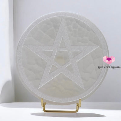 Selenite 10cm Pentagram Charger with stand (Peru) Pre-coded activated 10cm Selenite