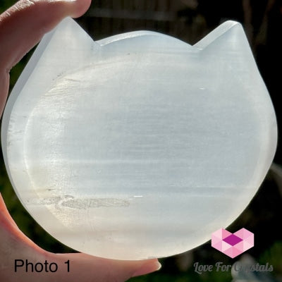 Selenite Cats Head Dish Tray 100Mm Polished Crystal