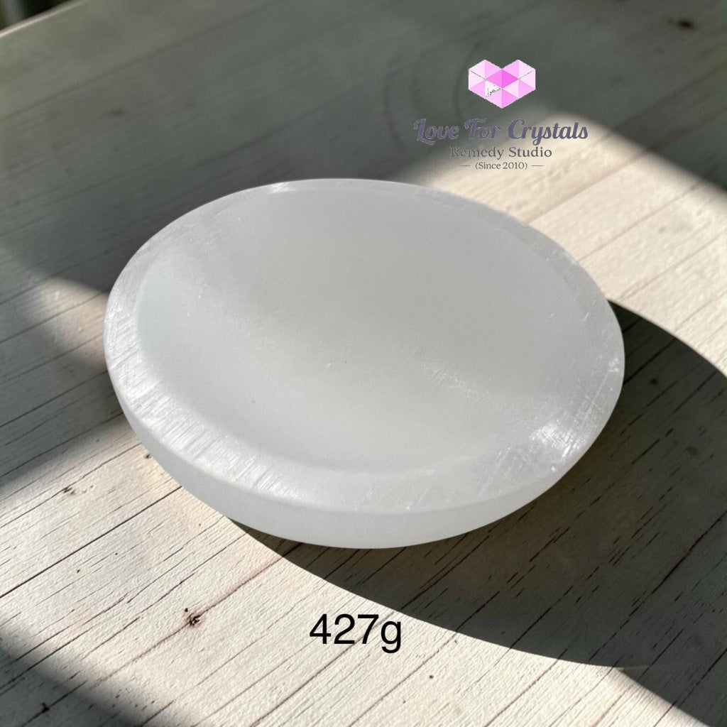 Selenite Cleansing/Charging Bowl 10cm (Morocco) Pre-coded & Activated - 427g 100mm - Selenite