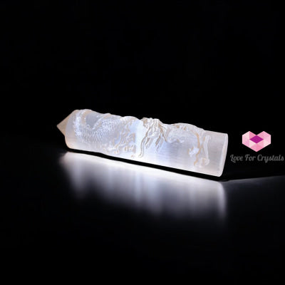 Selenite Dragon Tower (10cm) Morocco Light of the Ancients – Guardian of Clarity (Pre-coded Activated) 10 cm (random