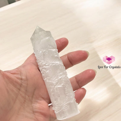 Selenite Dragon Tower (10cm) Morocco Light of the Ancients – Guardian of Clarity (Pre-coded Activated) 10 cm (random