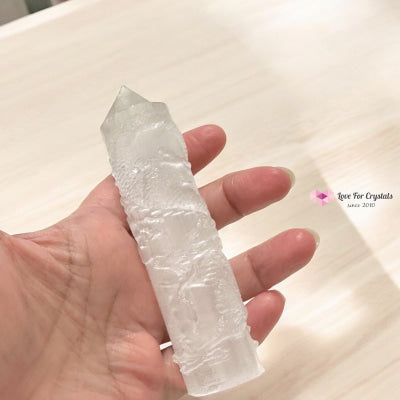 Selenite Dragon Tower (10cm) Morocco Light of the Ancients – Guardian of Clarity (Pre-coded Activated) 10 cm (random
