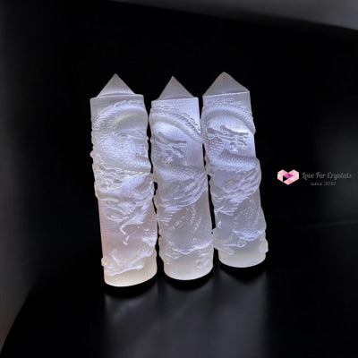 Selenite Dragon Tower (10cm) Morocco Light of the Ancients – Guardian of Clarity (Pre-coded Activated) 10 cm (random