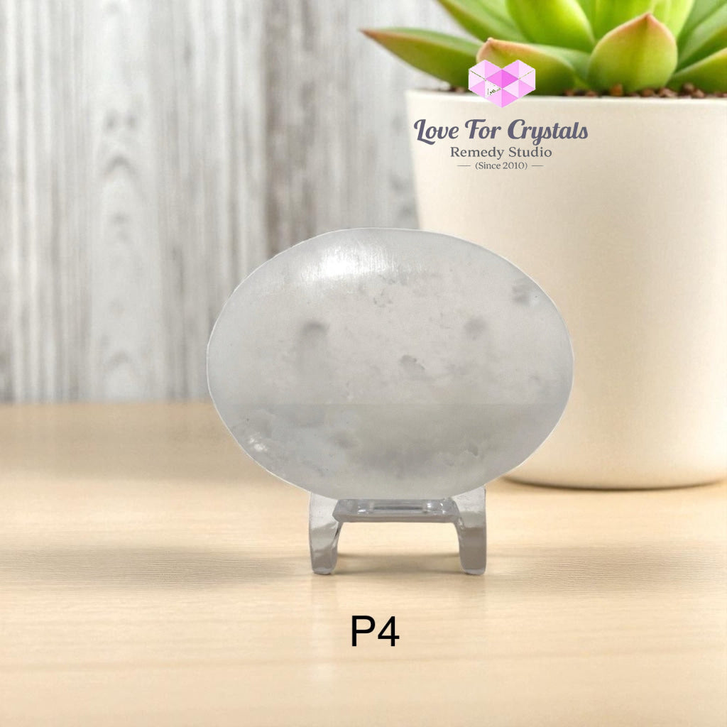 Selenite Palm Stone with stand 50mm Photo 4 Selenite