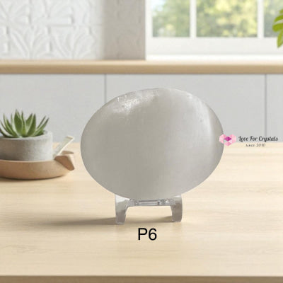 Selenite Palm Stone with stand 50mm Photo 6 Selenite