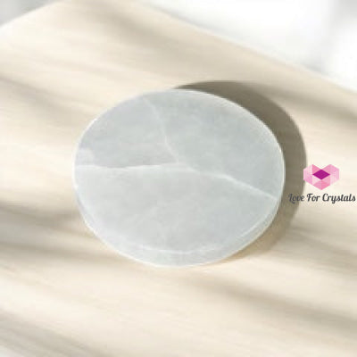 Selenite Round 4” Charging Plate (Morocco) Per Piece 4” x 12mm thick Selenite