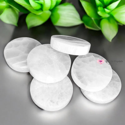 Selenite Round 4” Charging Plate (Morocco) Per Piece 4” x 12mm thick Selenite