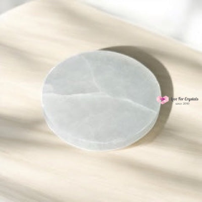 Selenite Round 4” Charging Plate (Morocco) Per Piece 4” x 12mm thick Selenite