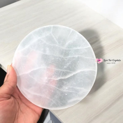 Selenite Round 4” Charging Plate (Morocco) Per Piece 4” x 12mm thick Selenite