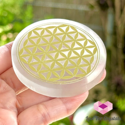 Selenite Sacred Geometry Charging/Cleansing Plate (60Mm) Polished Crystals