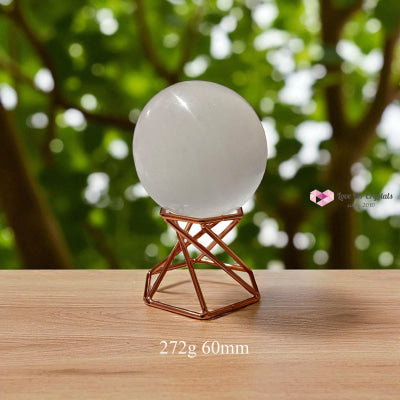 Selenite Sphere on Geometric Stand (Encoded & Blessed) 272g 60mm Selenite