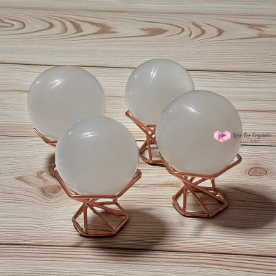 Selenite Sphere on Geometric Stand (Encoded & Blessed) Selenite