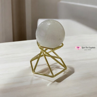 Selenite Sphere with Gold Stand 40mm (Purification – Light Transmission) Pre-coded & Activated 40mm (Random Piece)