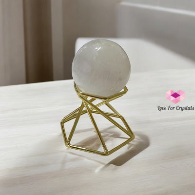 Selenite Sphere with Gold Stand 40mm (Purification – Light Transmission) Pre-coded & Activated 40mm (Random Piece)