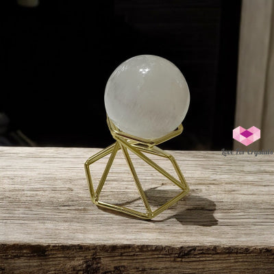 Selenite Sphere with Gold Stand 40mm (Purification – Light Transmission) Pre-coded & Activated 40mm (Random Piece)