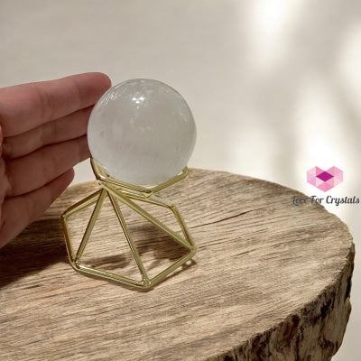 Selenite Sphere with Gold Stand 40mm (Purification – Light Transmission) Pre-coded & Activated 40mm (Random Piece)