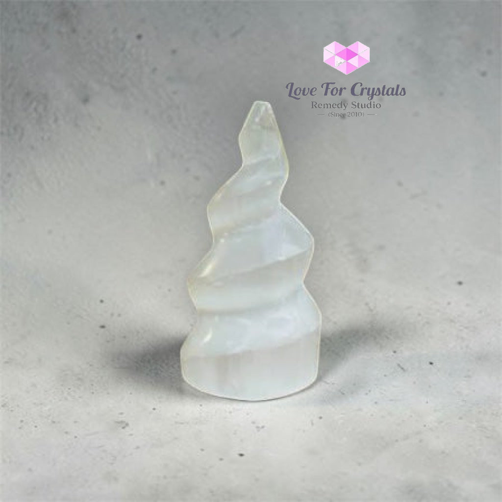 Selenite Spiral Tower (Flow • Cleansing • Higher Energy) 10cm - 10cm - Selenite