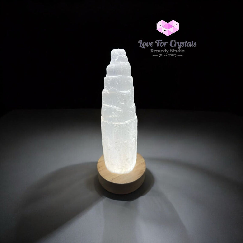 Selenite Tower with Lamp Base (15 cm) 15cm Random Piece Selenite