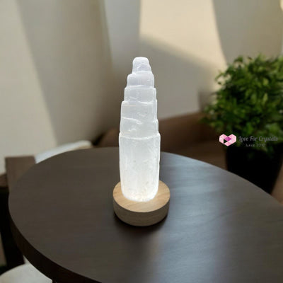 Selenite Tower with Lamp Base (15 cm) 15cm Random Piece Selenite