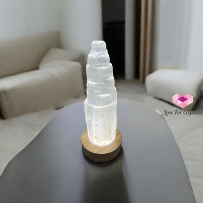 Selenite Tower with Lamp Base (15 cm) 15cm Random Piece Selenite