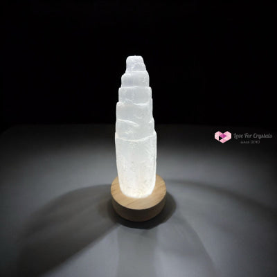 Selenite Tower with Lamp Base (15 cm) 15cm Random Piece Selenite