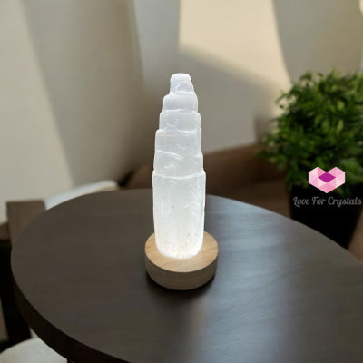 Selenite Tower with Lamp Base (15 cm) 15cm Random Piece Selenite