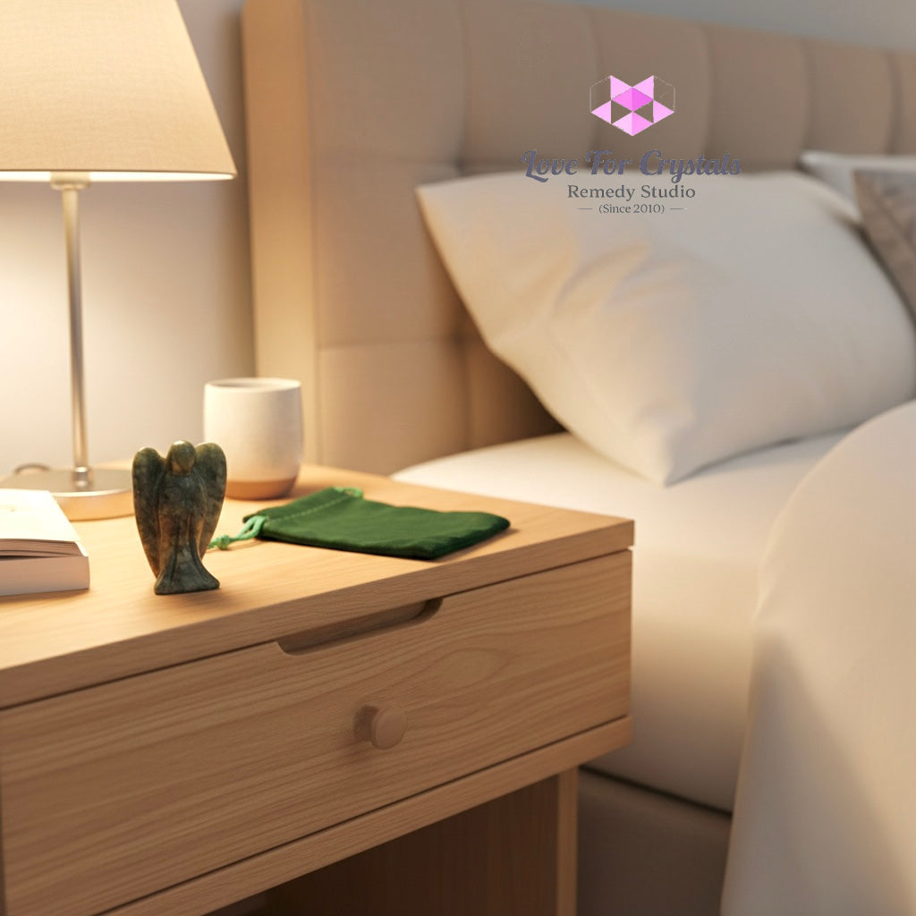 Serpentine Jade Pocket Angel 50mm (Archangel Raphael’s Blessings) Random Piece (50mm) with Velvet Pouch Angel