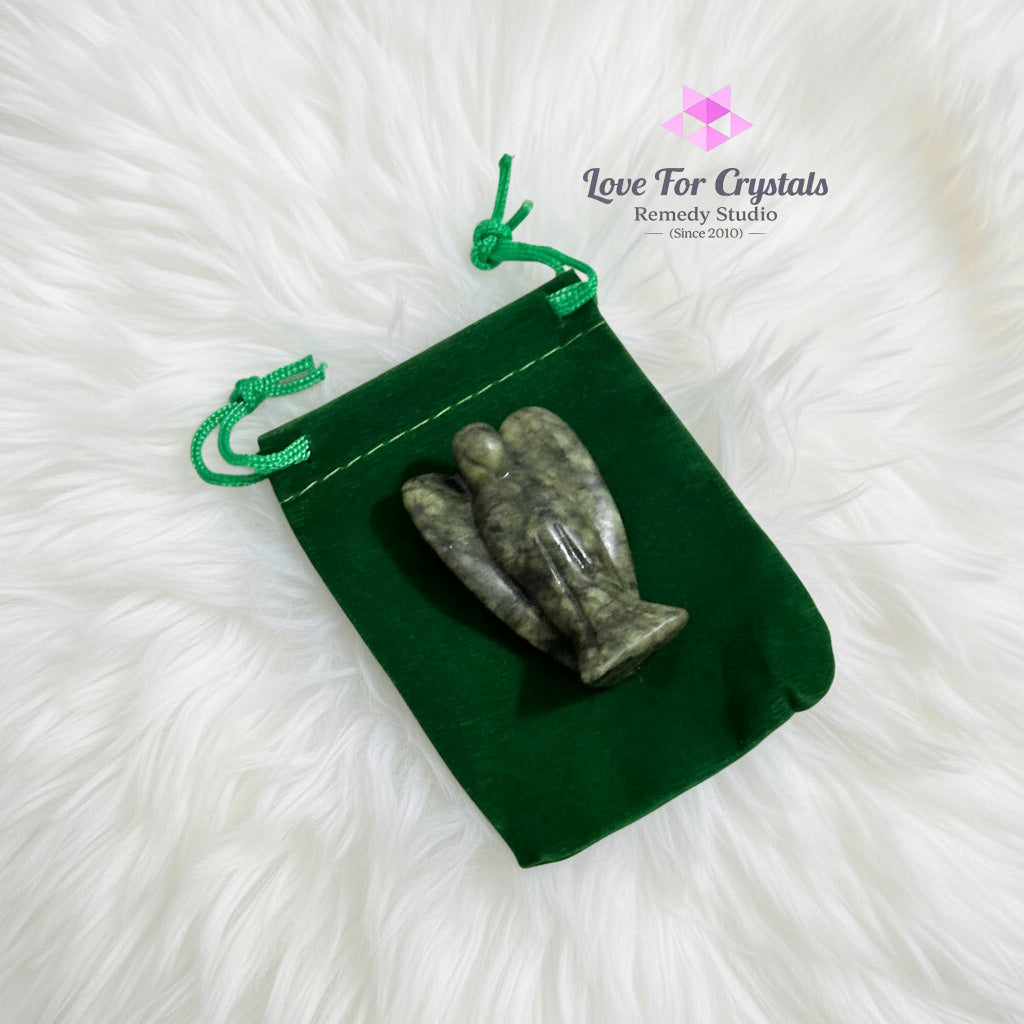 Serpentine Jade Pocket Angel 50mm (Archangel Raphael’s Blessings) Random Piece (50mm) with Velvet Pouch Angel