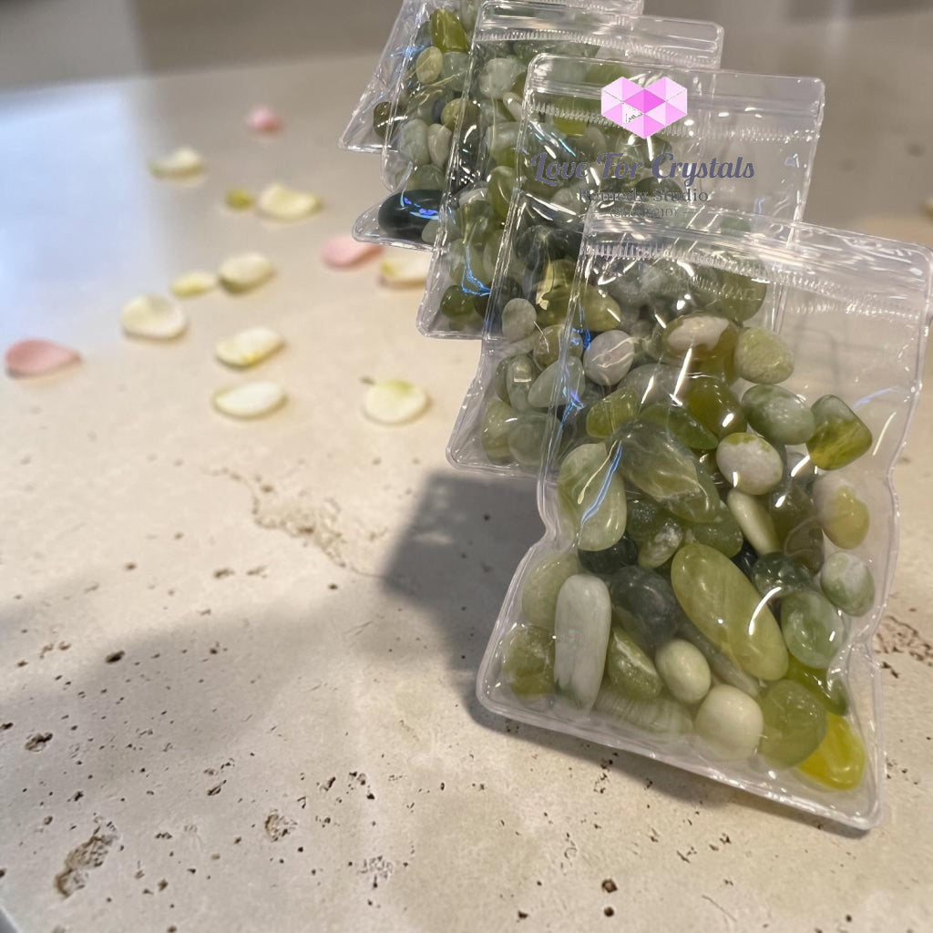 Serpentine Jade Tumbled Chips 100g Pack (Prosperity • Protection • Harmony) - 100g Pack - Jade