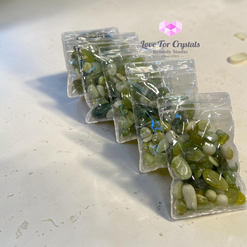 Serpentine Jade Tumbled Chips 100g Pack (Prosperity • Protection • Harmony) - 100g Pack - Jade