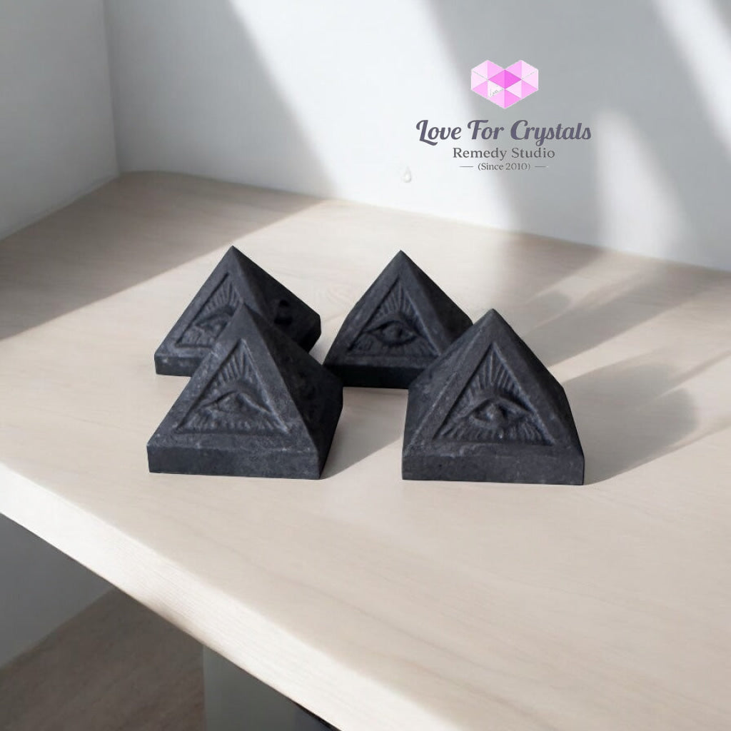 Shungite/Graphite Compounded Eye Pyramid 50mm (Protection • Gadget Cleansing) Pre-coded Activated 50mm Random Piece