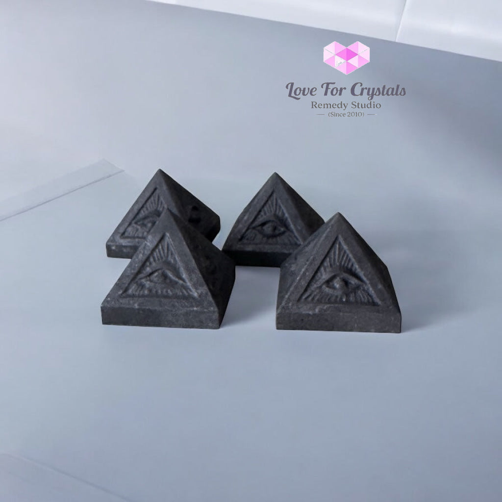 Shungite/Graphite Compounded Eye Pyramid 50mm (Protection • Gadget Cleansing) Pre-coded Activated 50mm Random Piece