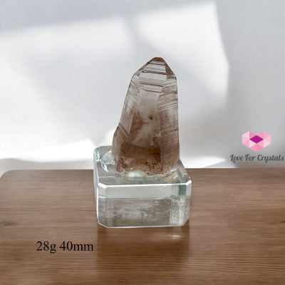 Smoky Lemurian Quartz Raw Points with Acrylic Stand (Brazil) 28g 40mm Lemurian Seed