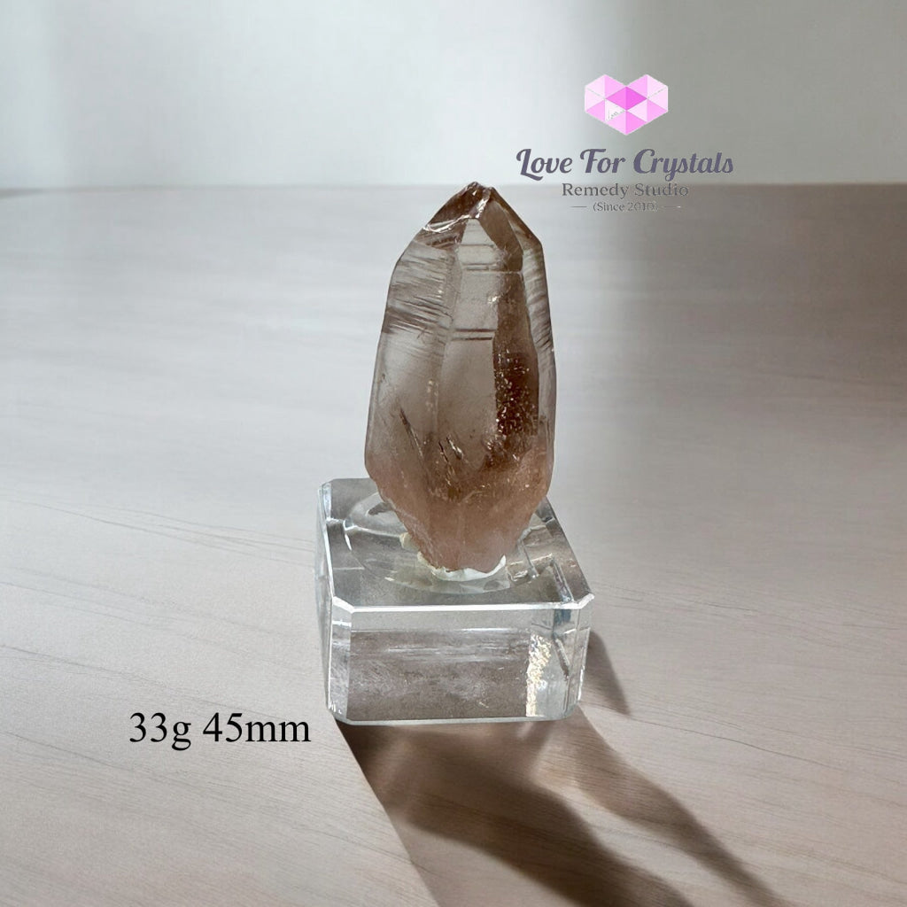 Smoky Lemurian Quartz Raw Points with Acrylic Stand (Brazil) 33g 45mm Lemurian Seed