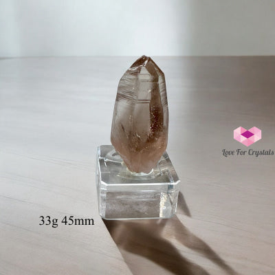Smoky Lemurian Quartz Raw Points with Acrylic Stand (Brazil) 33g 45mm Lemurian Seed