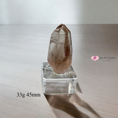 Smoky Lemurian Quartz Raw Points with Acrylic Stand (Brazil) 33g 45mm Lemurian Seed