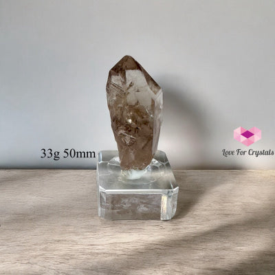 Smoky Lemurian Quartz Raw Points with Acrylic Stand (Brazil) 33g 50mm Lemurian Seed
