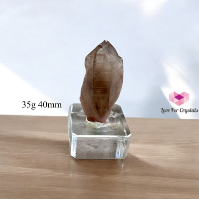 Smoky Lemurian Quartz Raw Points with Acrylic Stand (Brazil) 35g 40mm Lemurian Seed