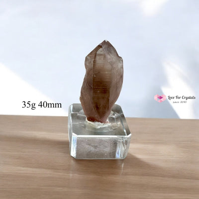 Smoky Lemurian Quartz Raw Points with Acrylic Stand (Brazil) 35g 40mm Lemurian Seed
