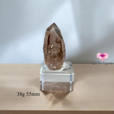 Smoky Lemurian Quartz Raw Points with Acrylic Stand (Brazil) 38g 55mm Lemurian Seed