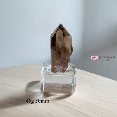 Smoky Lemurian Quartz Raw Points with Acrylic Stand (Brazil) 46g 50mm Lemurian Seed