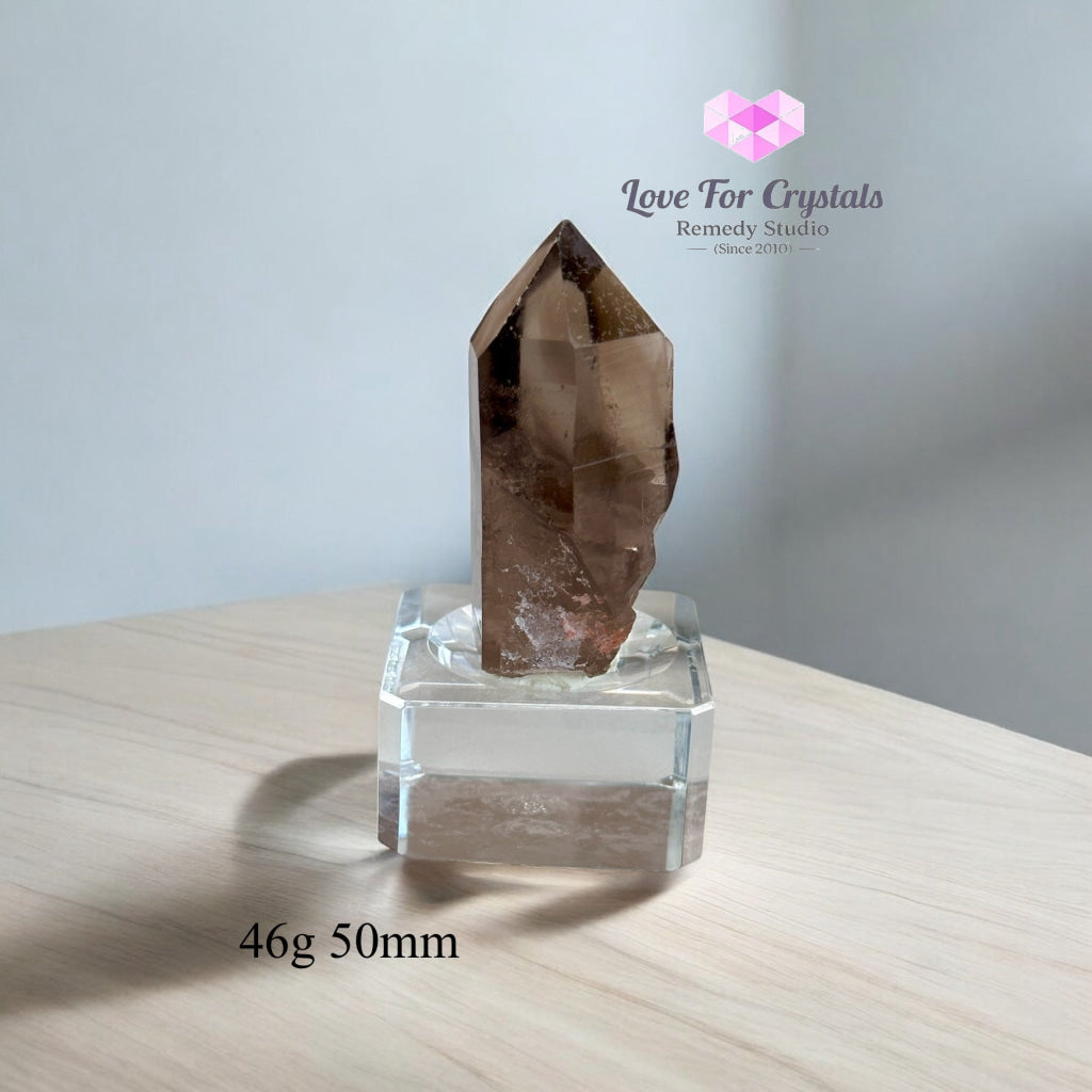 Smoky Lemurian Quartz Raw Points with Acrylic Stand (Brazil) 46g 50mm Lemurian Seed