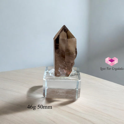 Smoky Lemurian Quartz Raw Points with Acrylic Stand (Brazil) 46g 50mm Lemurian Seed